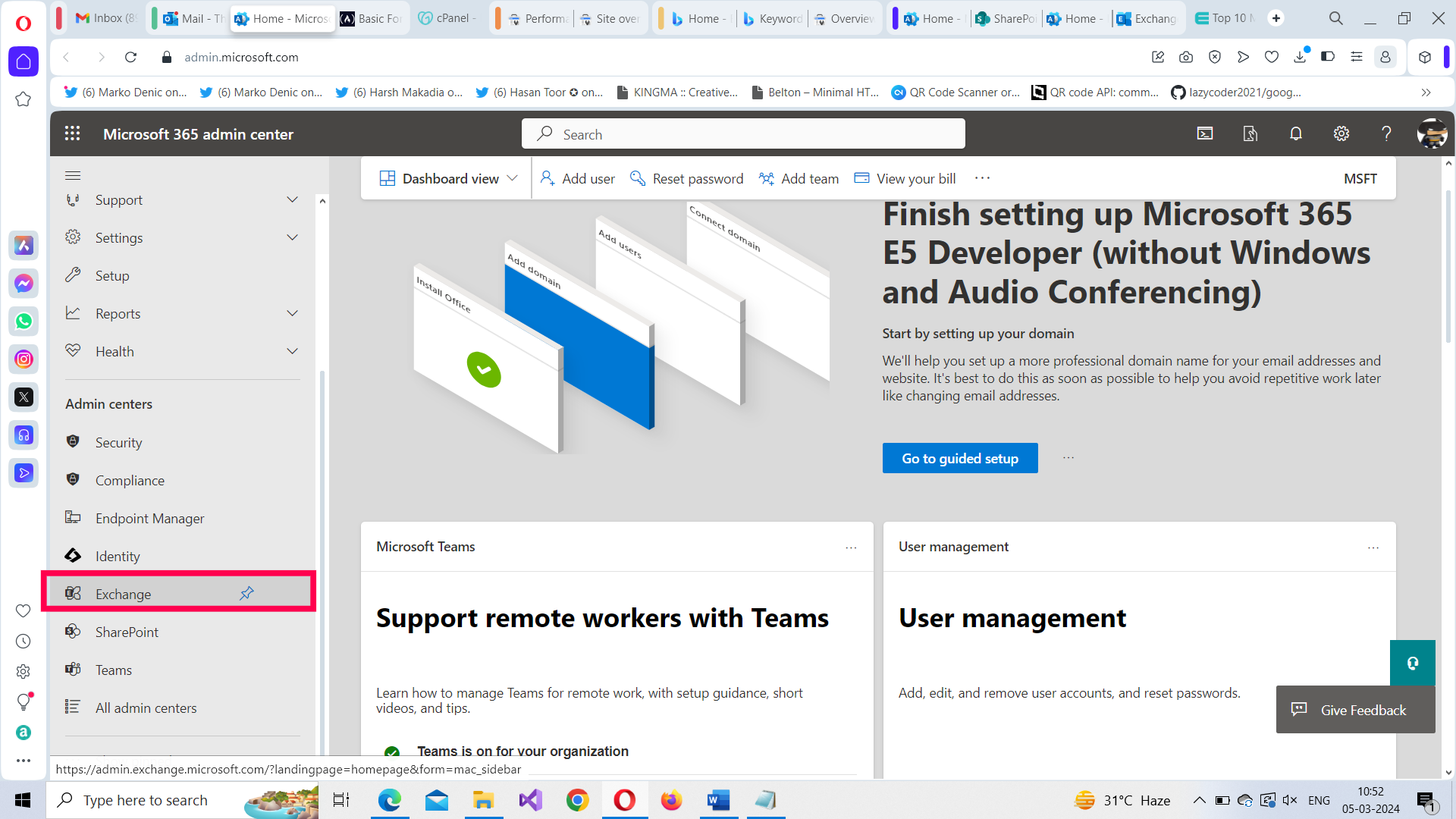 Accessing Exchange admin center demo