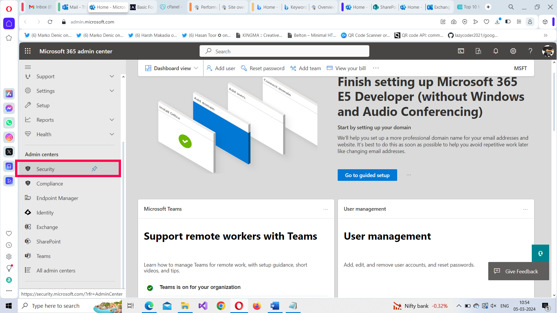 Accessing M365 Security Admin Center demo