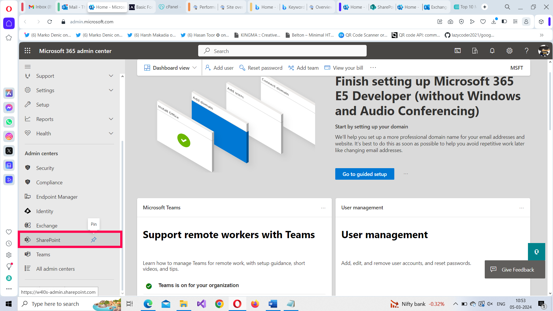 Accessing SharePoint admin center demo