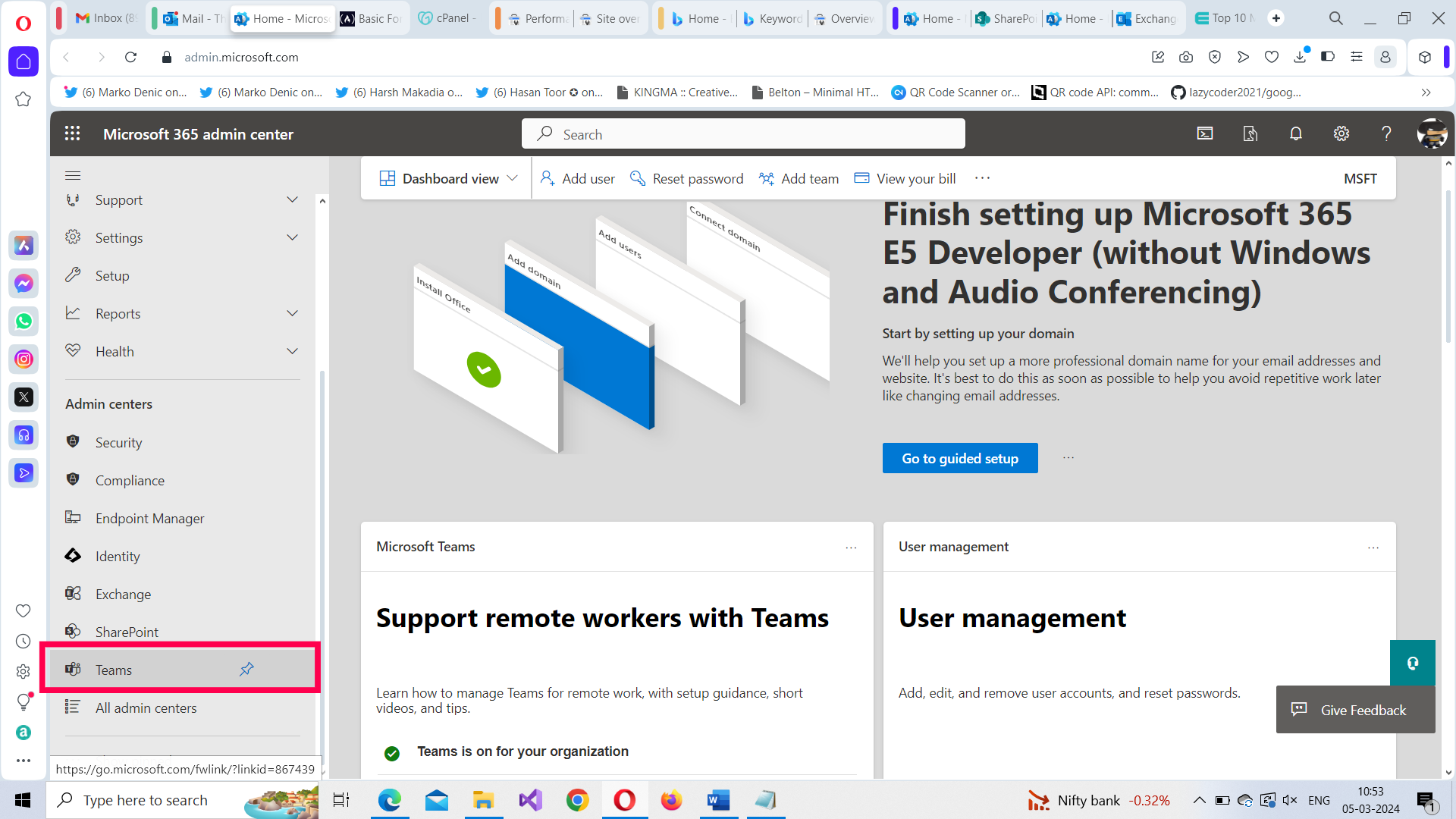 Accessing Teams admin center demo