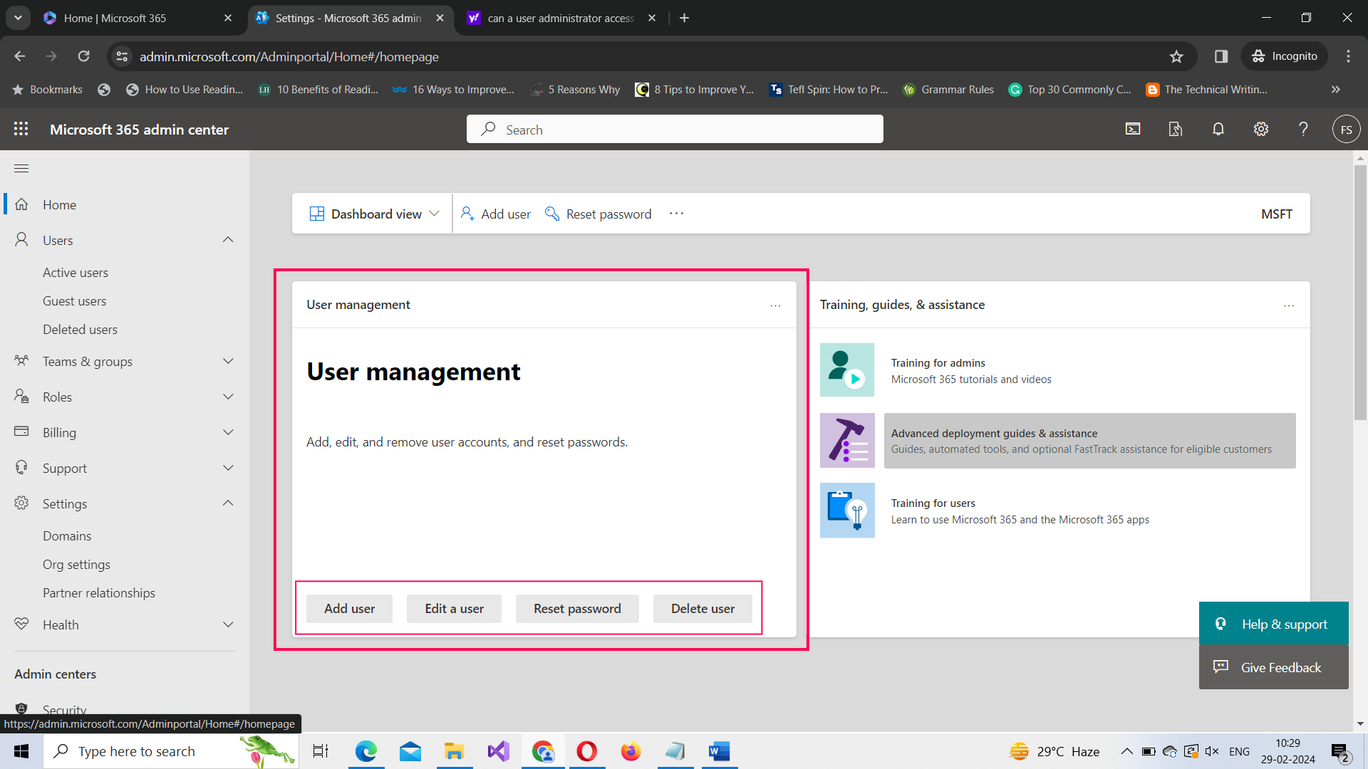 Demo shows user administrator dashboard.