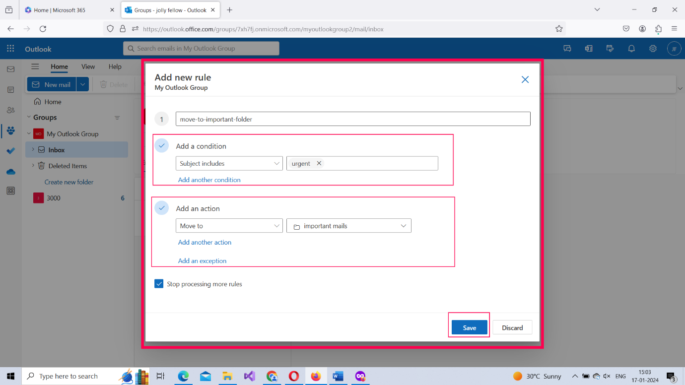 Image shows how you can get a detailed view of the configured Outlook meeting by clicking the expand icon in the calendar app. 