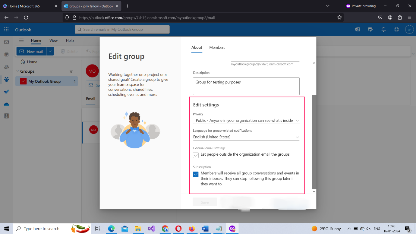 Image shows how to invite optional meeting attendees by clicking the Optional link and entering their email addresses. 