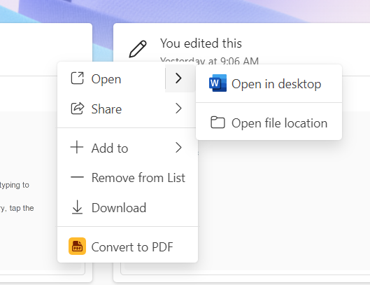 Opening a Microsoft 365 file in your desktop 