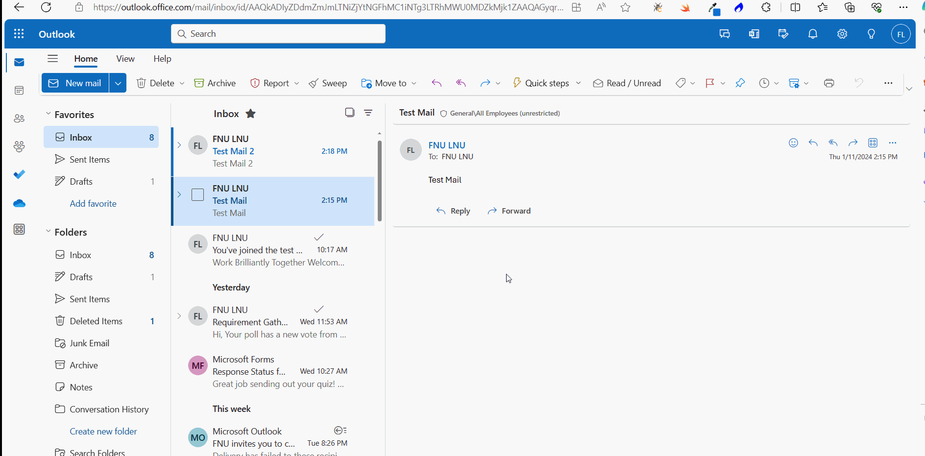 Image explains how to move Microsoft 365 mails into different folders using the Move to option available in the toolbar.  