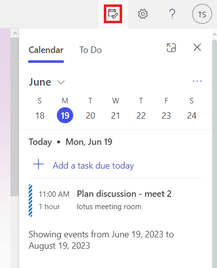 Microsoft 365 user calendar  