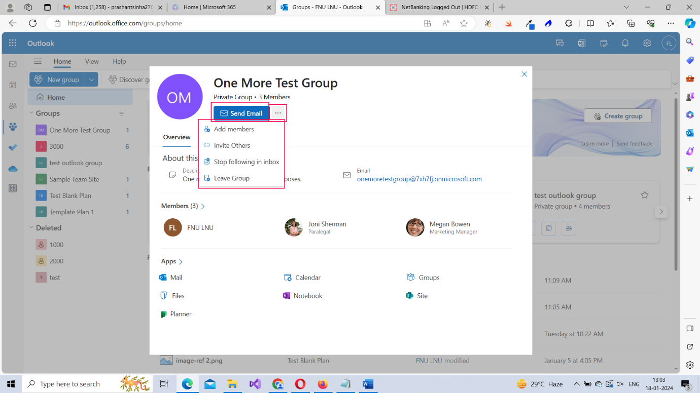 Image explains how you can access Microsoft Outlook from the app launcher by clicking the Outlook app icon. 