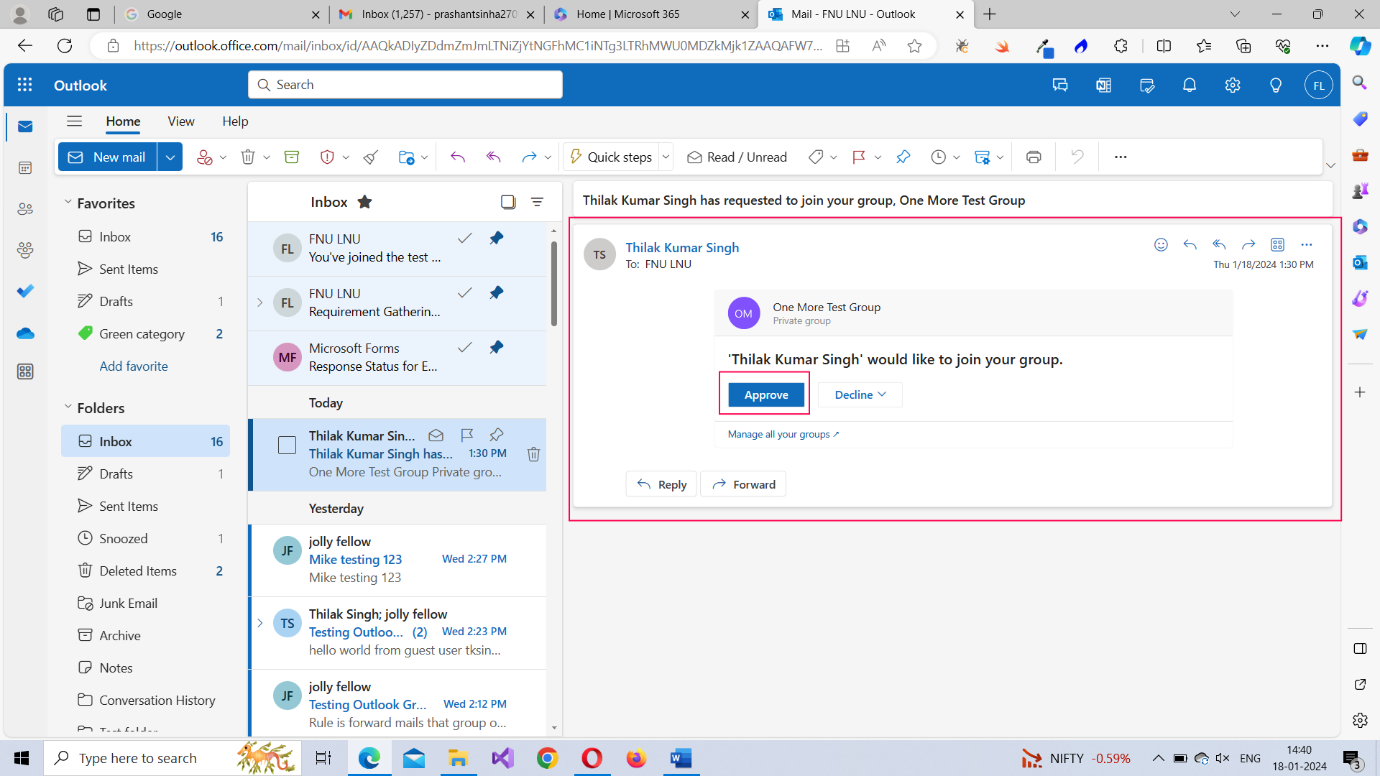 Image explains how you can access Microsoft Outlook from the app launcher by clicking the Outlook app icon. 