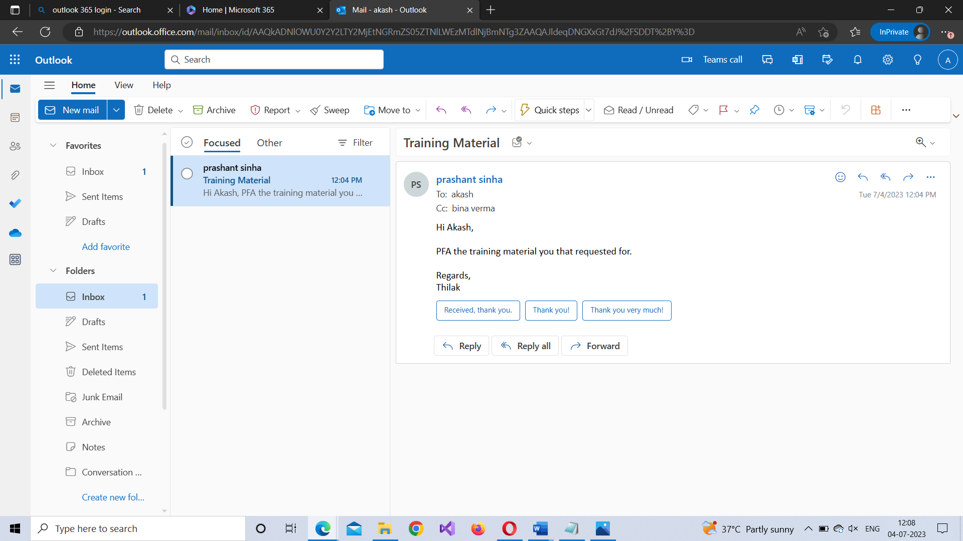 Viewing mail using Microsoft 365 Outlook Web App (OWA)  