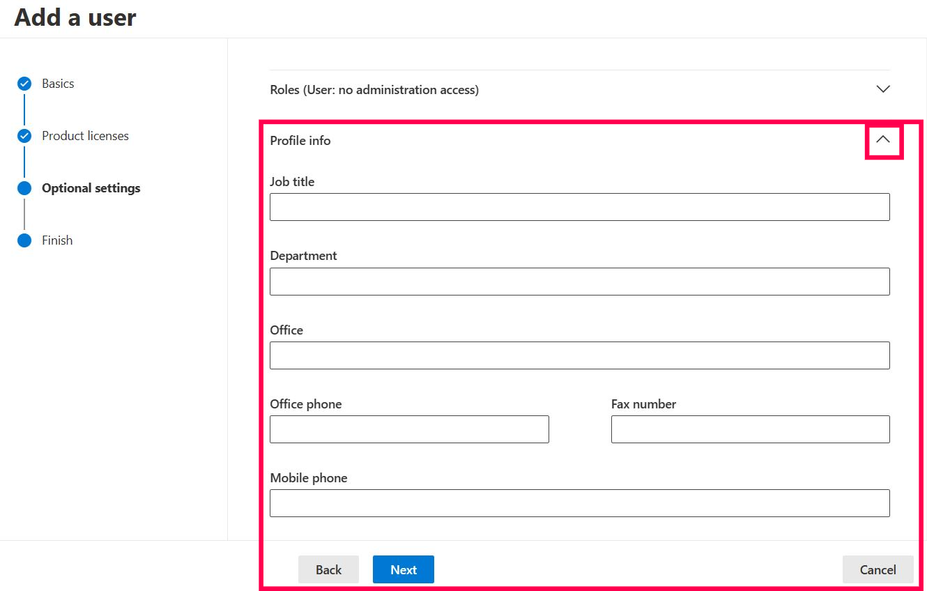 Adding Microsoft 365 user’s office details  
