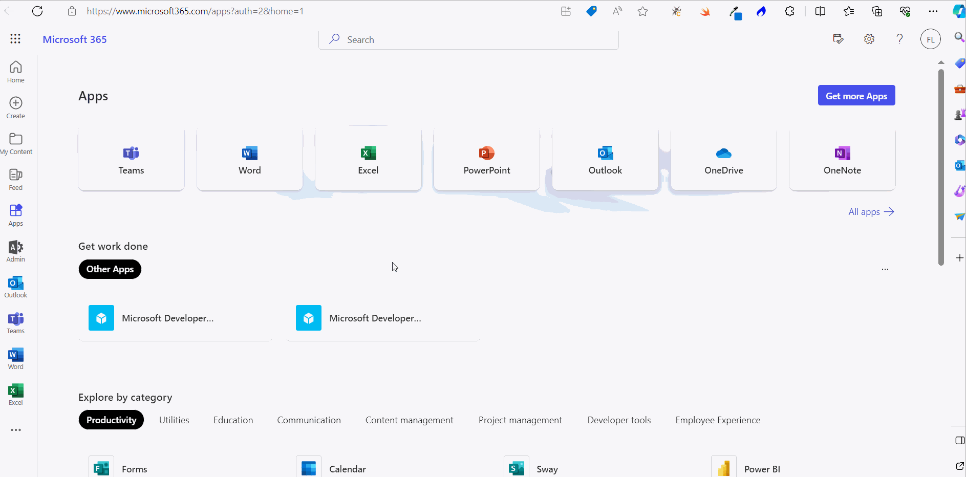 Accessing bookings app from app launcher by clicking explore all apps option.