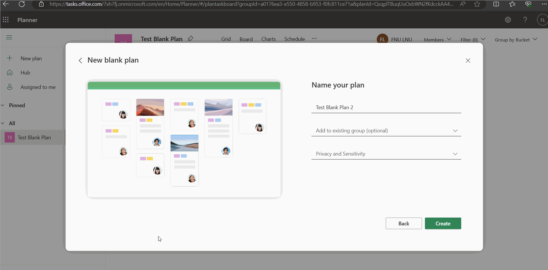Image shows how you can assign a group to the new plan by clicking Add to existing group dropdown and selecting the group.