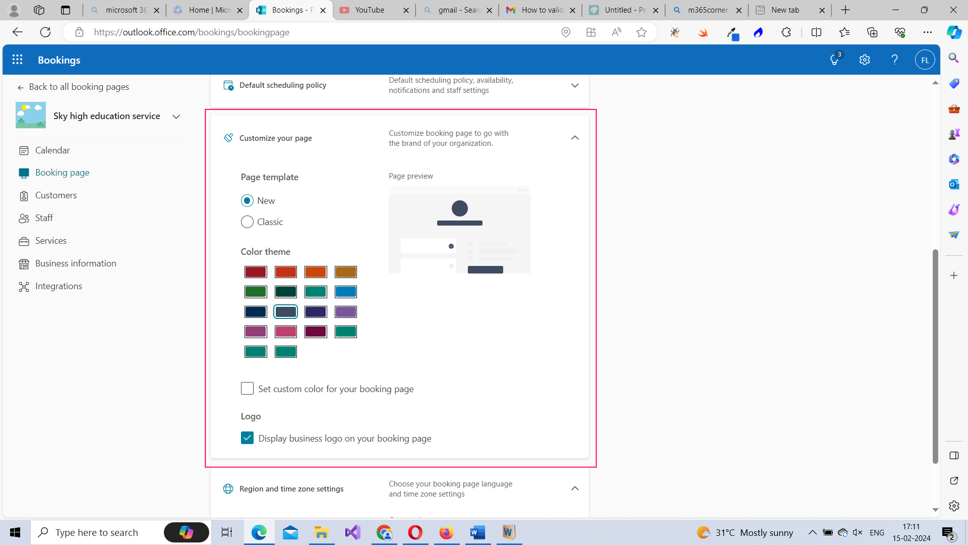 Customizing your booking page’s color and layout.  
