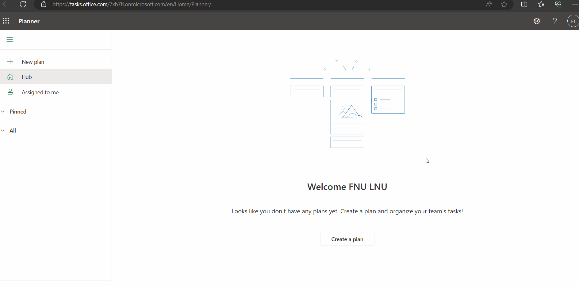Image shows how the New Plan dialog box opens up when the Create a Plan button is clicked from the Planner home page.