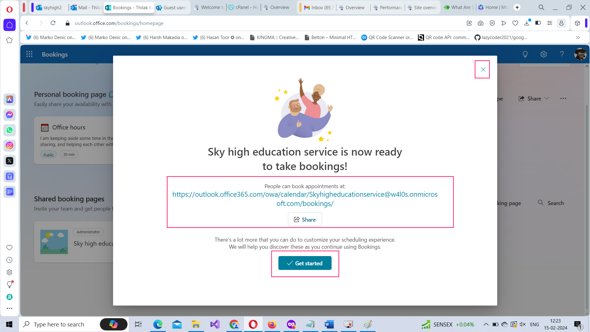 Booking service created successfully