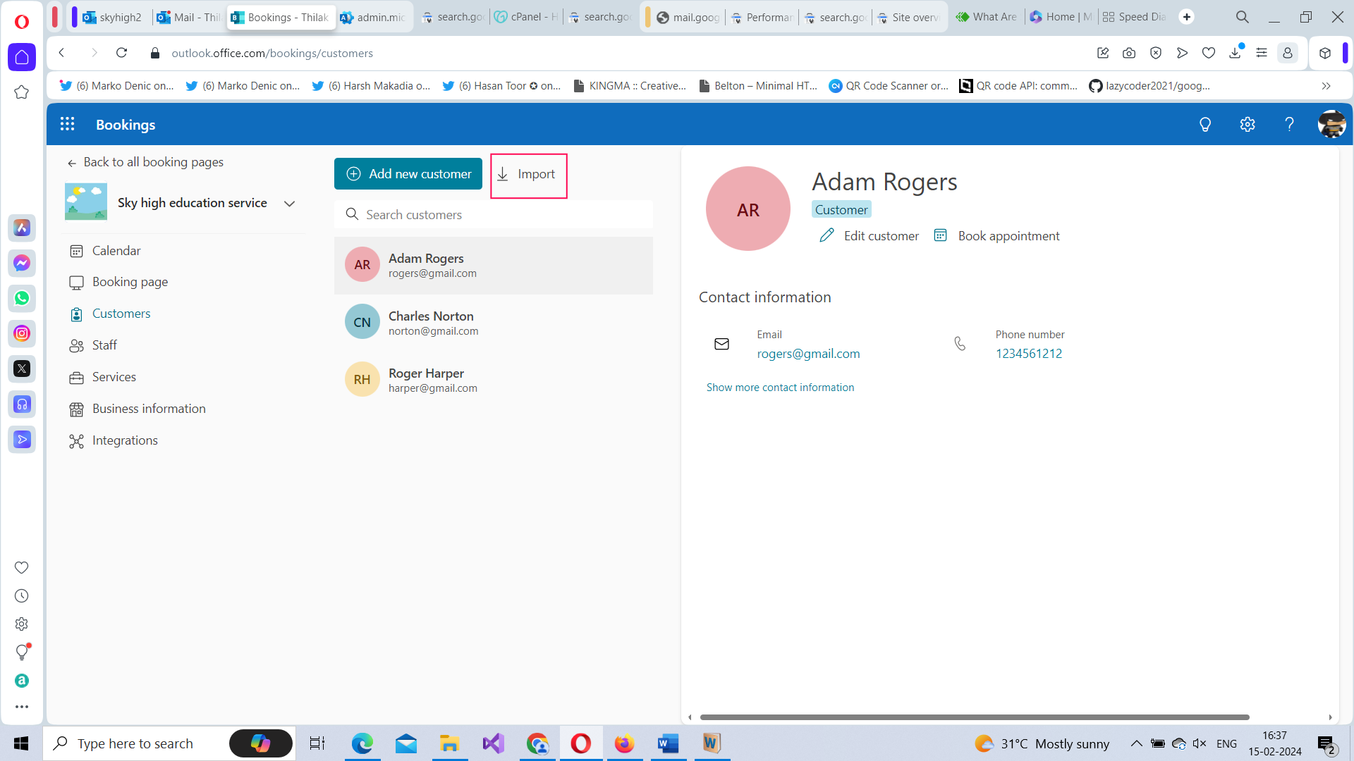 Import customers from CSV file.  