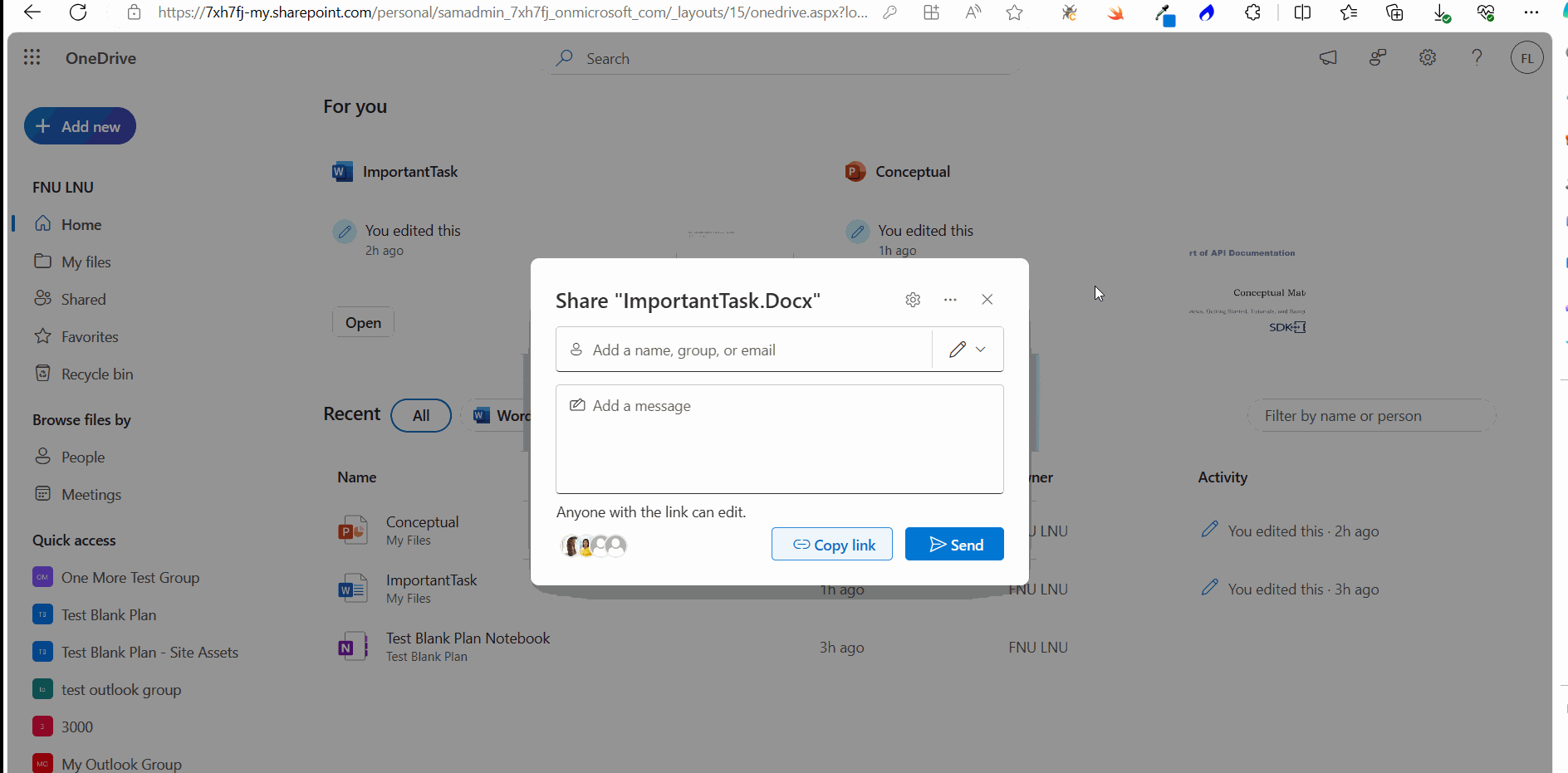 Image shows how you can modify shared access permission of the file being shared using the manage access option.
