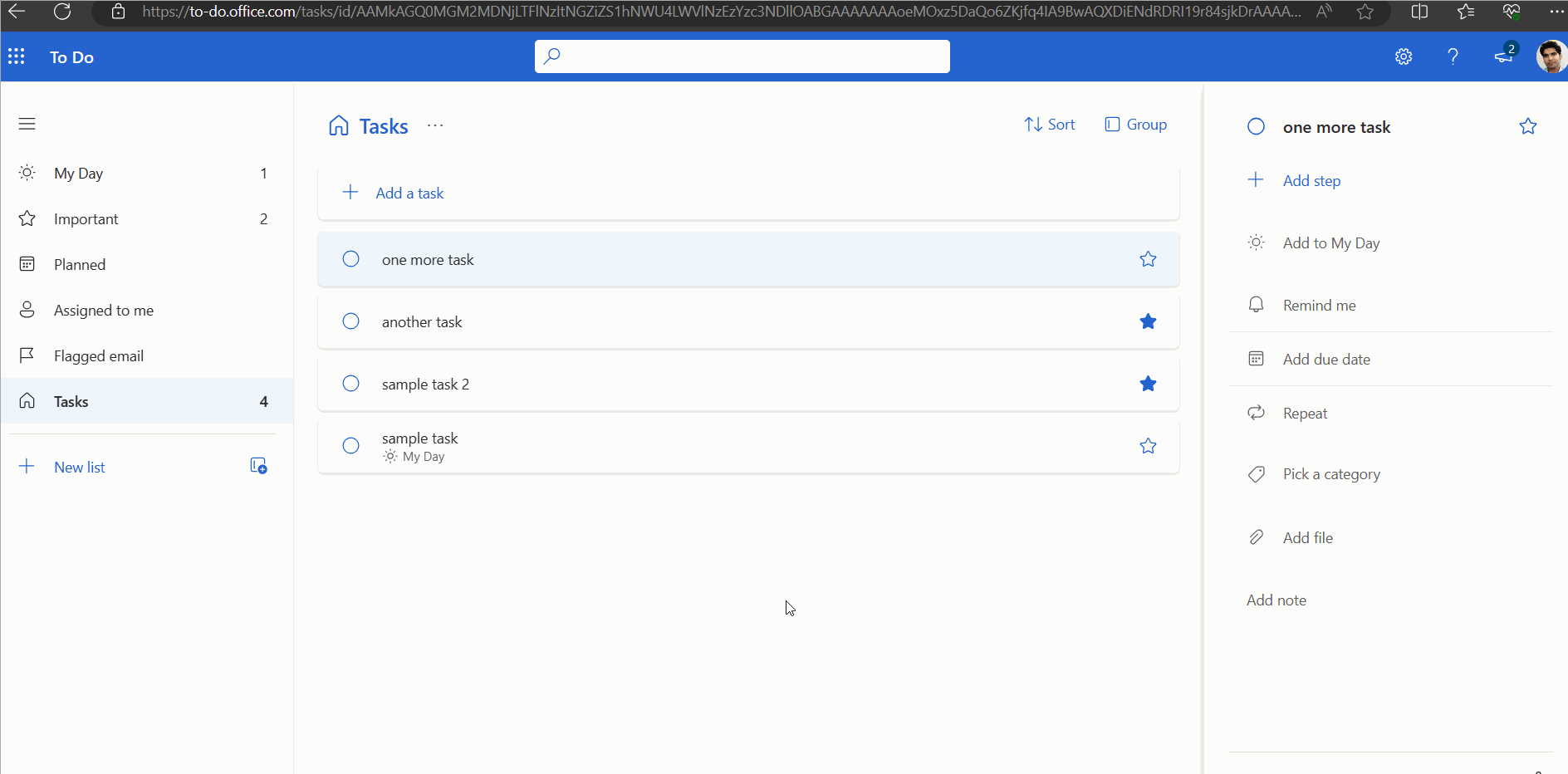 This image explains what planned tasks by assigning a due date to a task and making it appear under the planned tasks section.