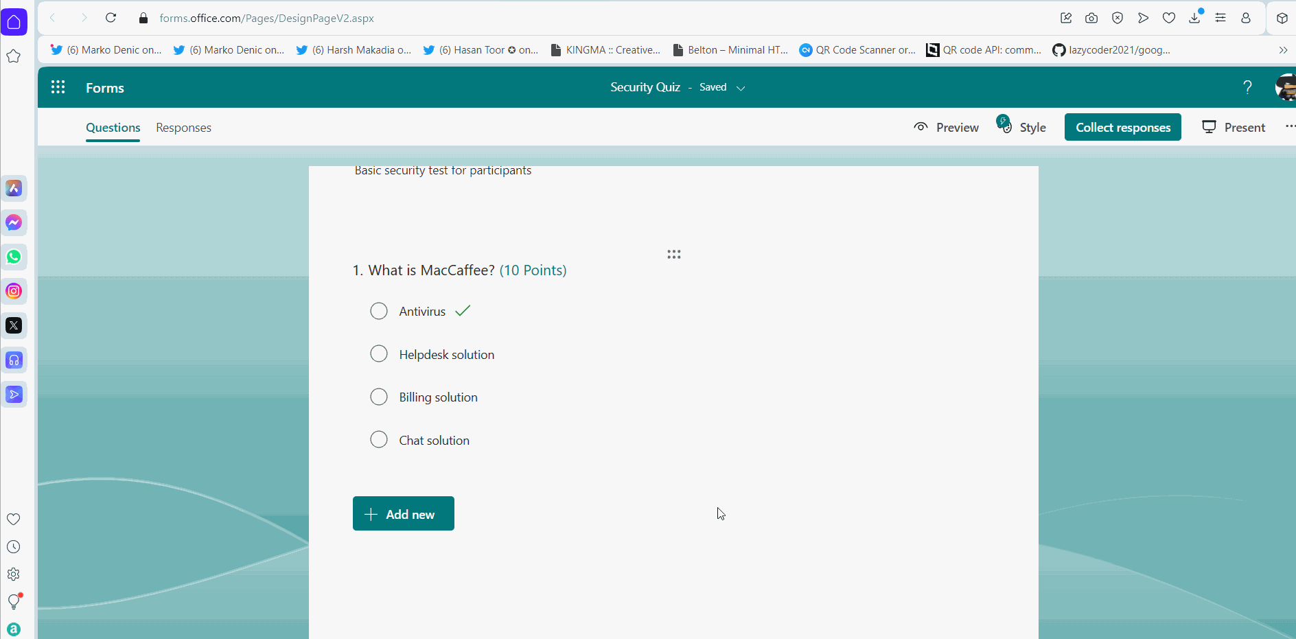 The image shows how you can add multi-choice questions.