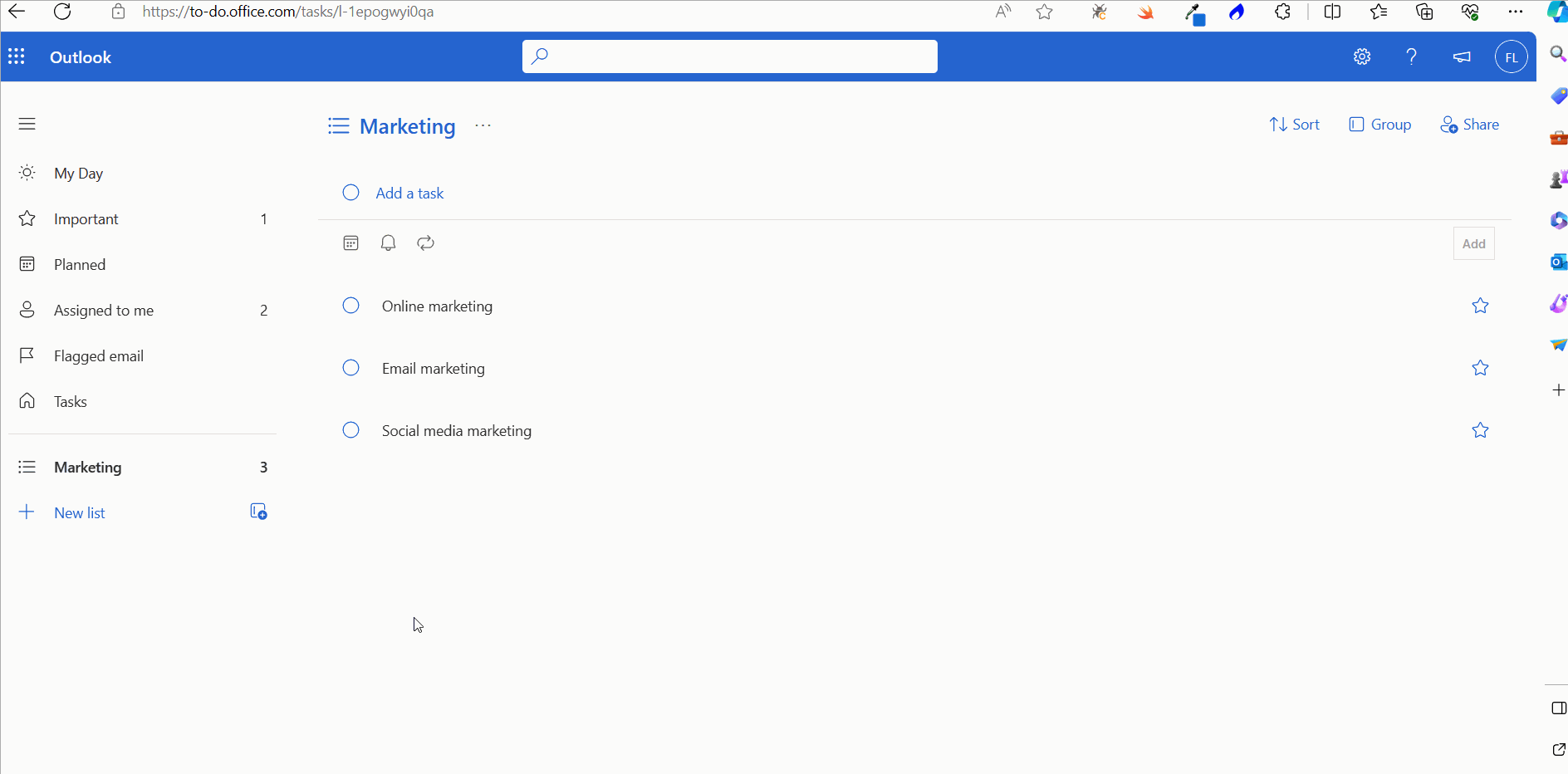 Image shows how you can share a task list by right clicking the task list name and selecting the Share list option and generating the invitation link for your task list to be shared.  