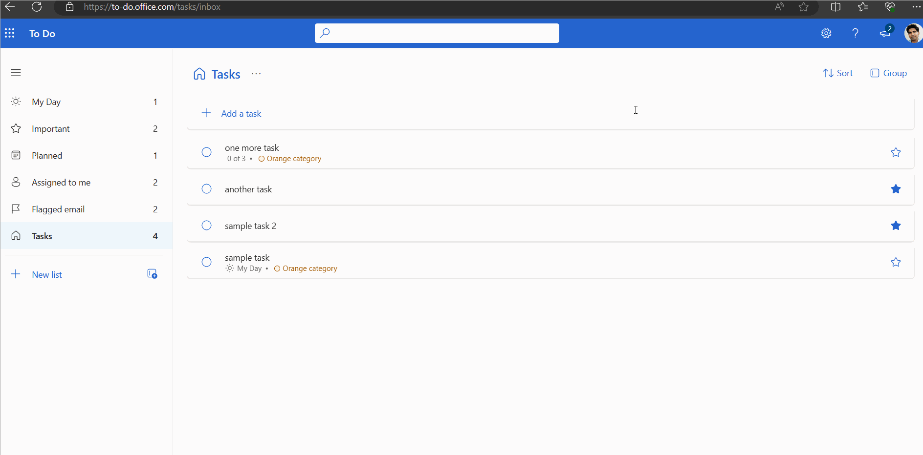 This image shows how you can sort tasks based on their importance, due date, creation date etc., 
