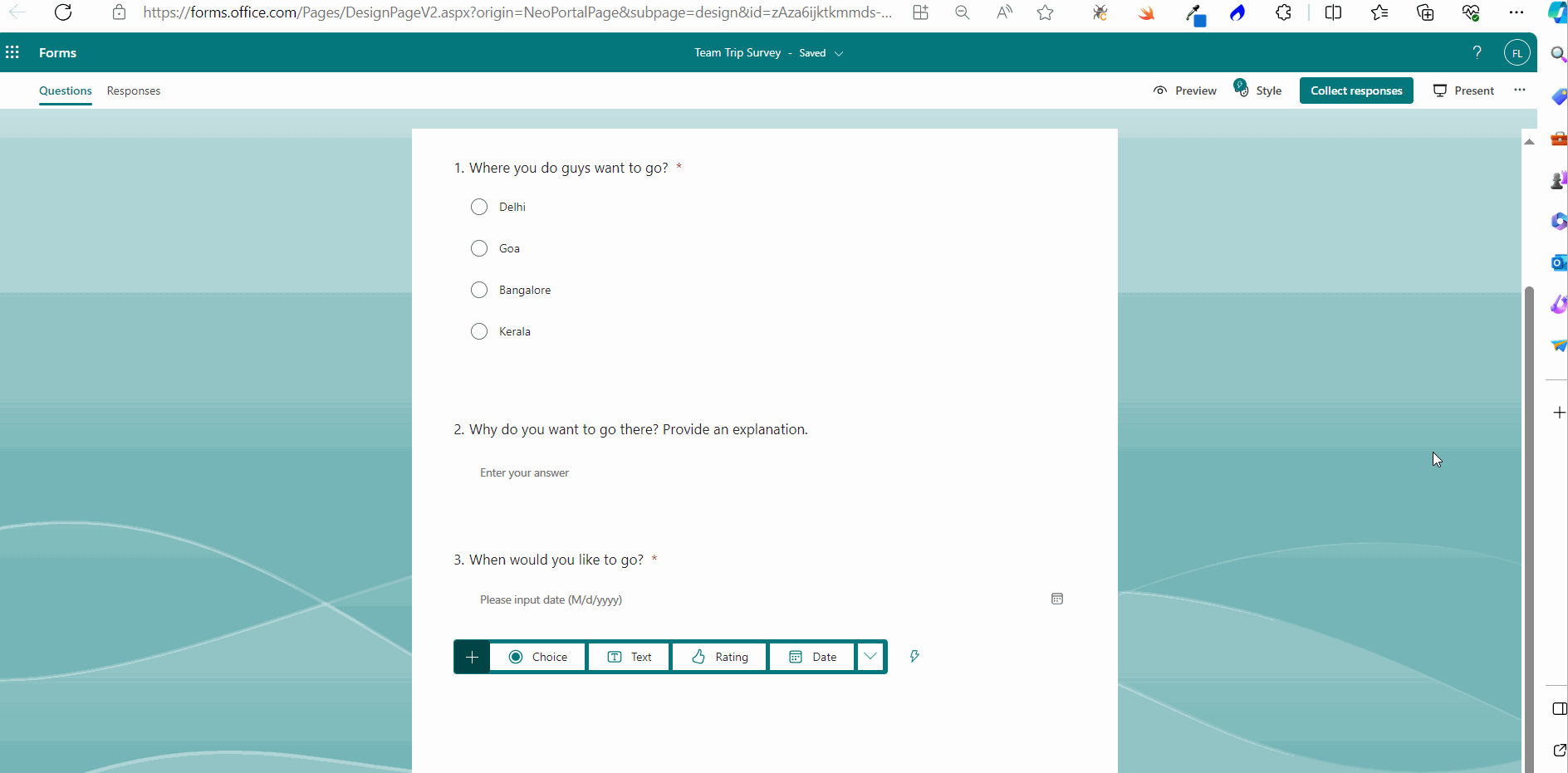 Image shows how a rating-based survey question can be created.