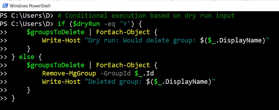Graph PowerShell Script Dry Run.