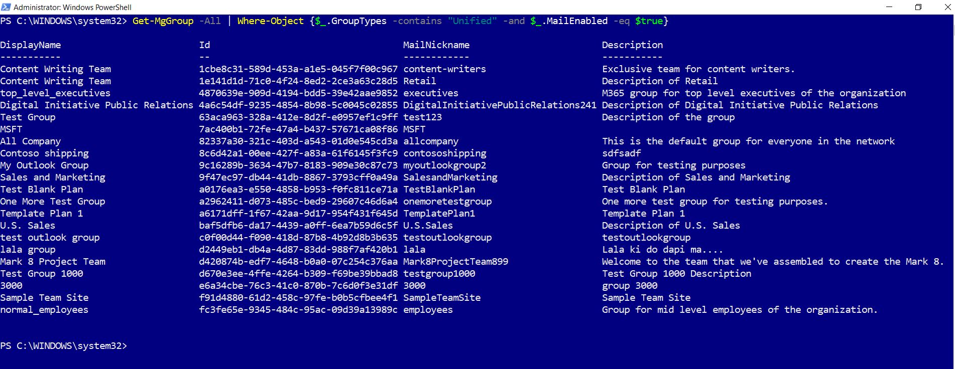 PowerShell script identifying active Microsoft Teams with Where-Object