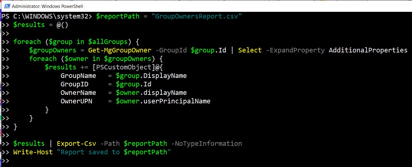 Enhancing Graph PowerShell Script for listing Microsoft 365 Group Members with filtering and sorting.
