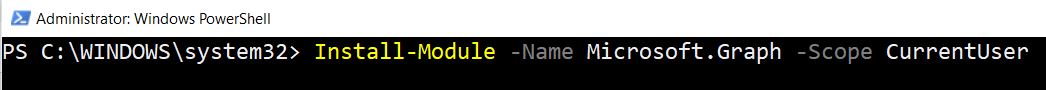 PowerShell cmdlet to install Graph PowerShell Module.
