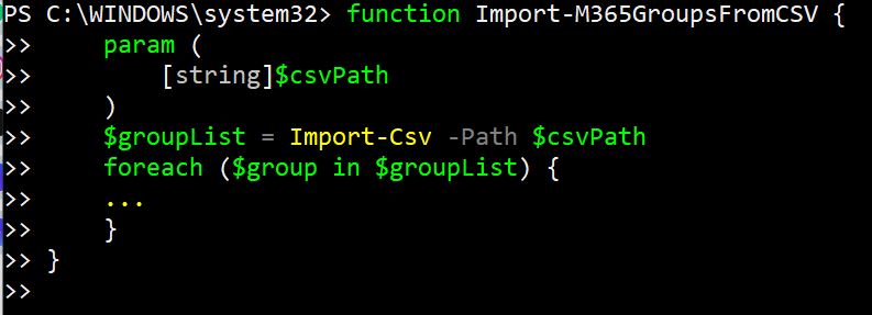 Looping through the groups retrieved from CSV file.