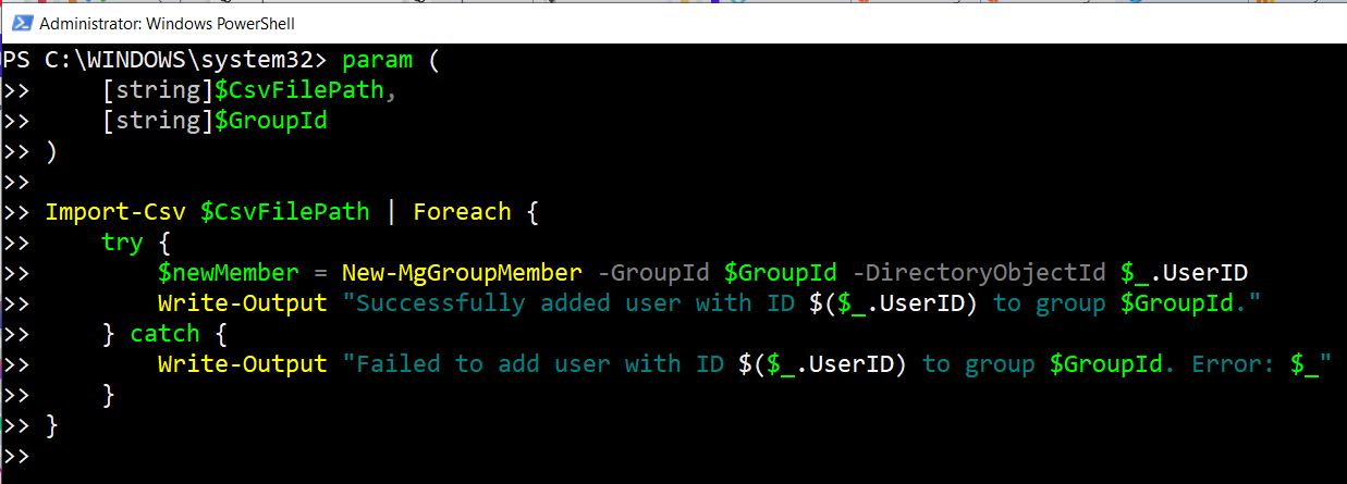 Graph PowerShell script with parameterization that make the PS script reusable.